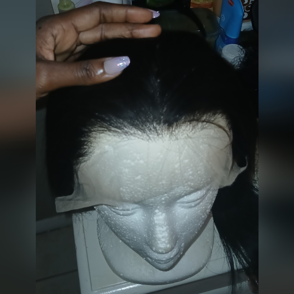 Sleek Black Lace Front Wig W/Elastic Band (Free Part) - Picture 6 of 7